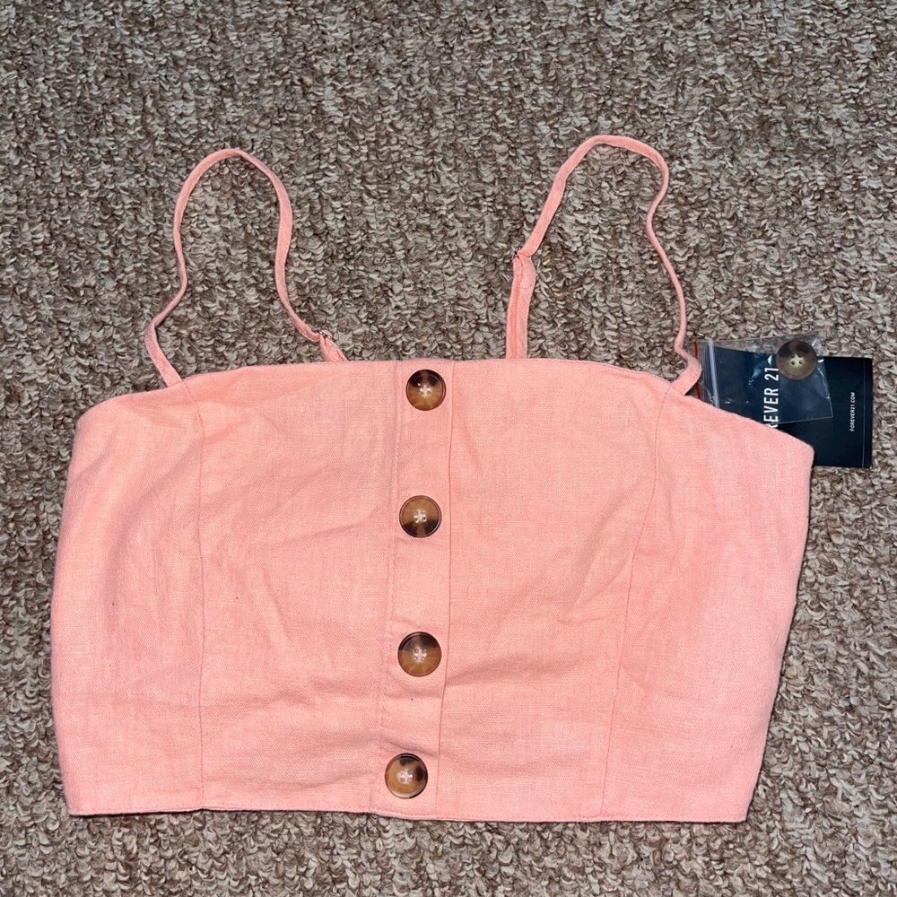 Pink tie back crop top